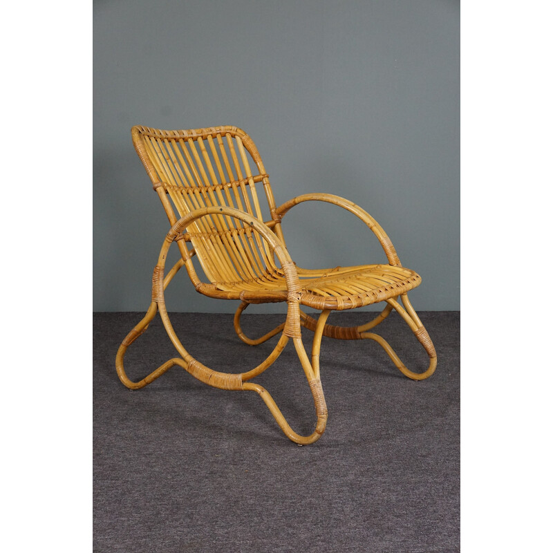 Vintage rattan armchair by Rohé Noordwolde, Netherlands 1960s