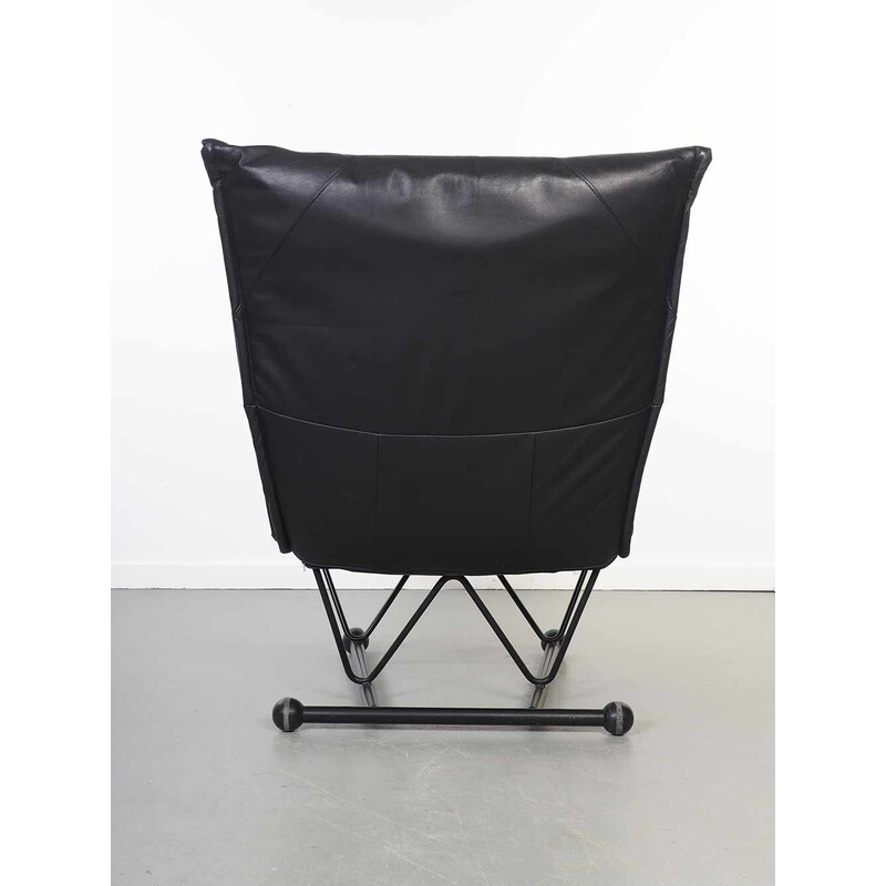 Vintage Flyer Sessel aus schwarzem Leder von P. Mazairac und K. Boonzaaijer für Young International, 1983er