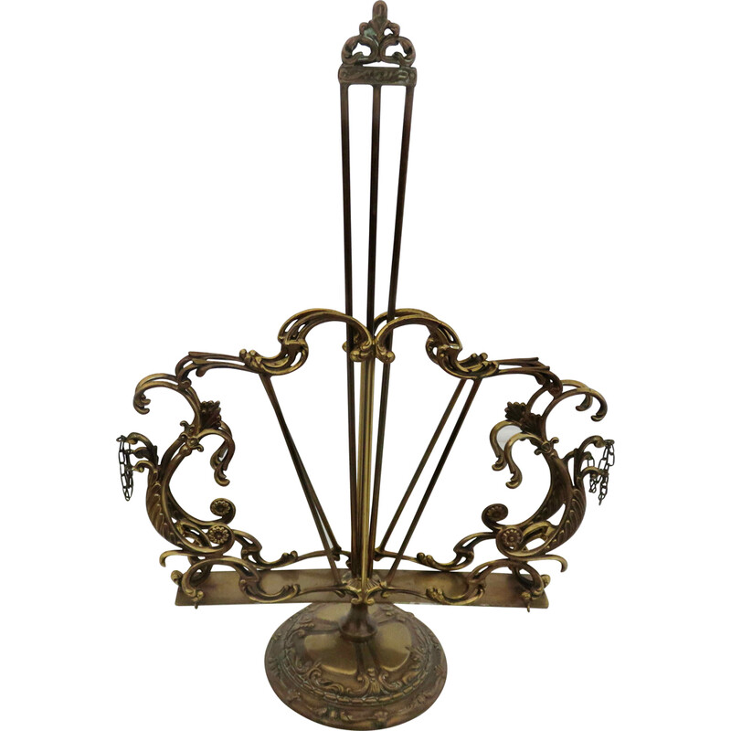 Revistero de bronce Art Nouveau vintage, Francia 1900