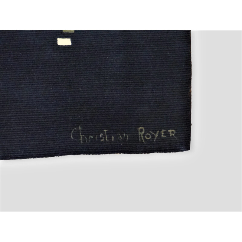 Tapisserie abstraite vintage en laine par Christian Royer pour Robert Four, 1950