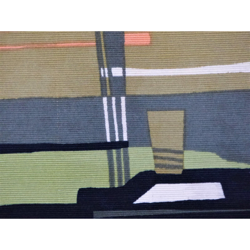 Vintage abstract wool tapestry by Christian Royer for Robert Four, 1950s