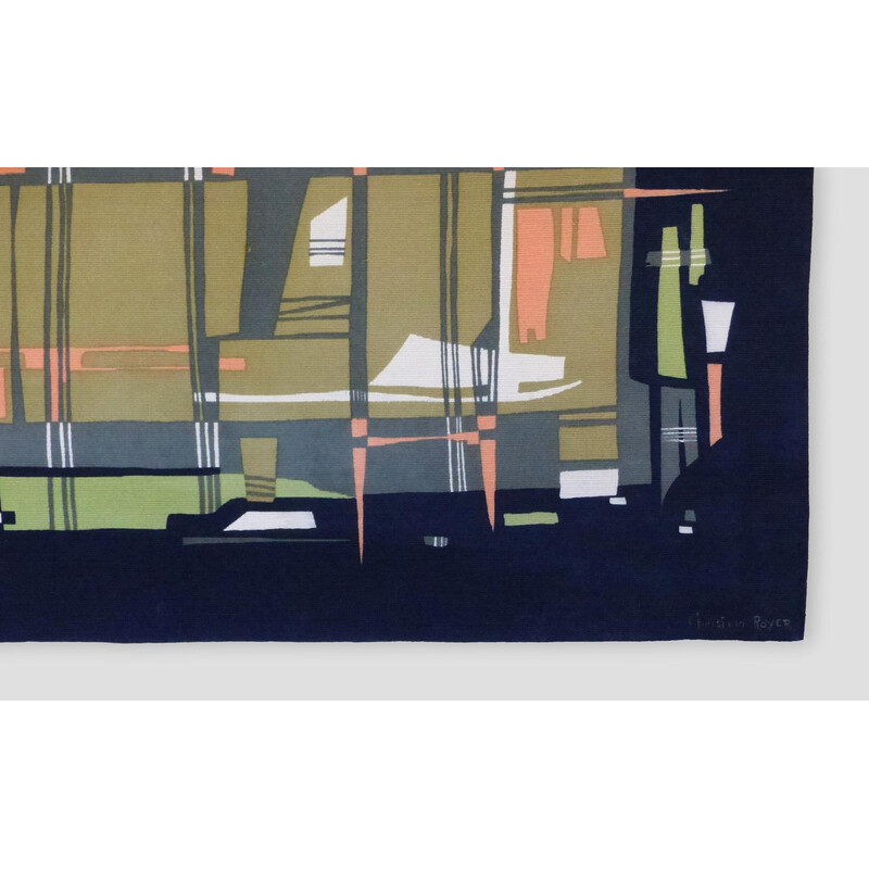 Tapeçaria em lã abstracta vintage de Christian Royer para Robert Four, 1950