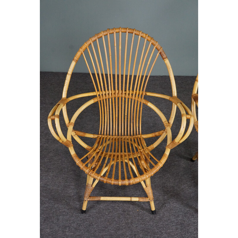 Pair of vintage rattan armchairs, 1950s