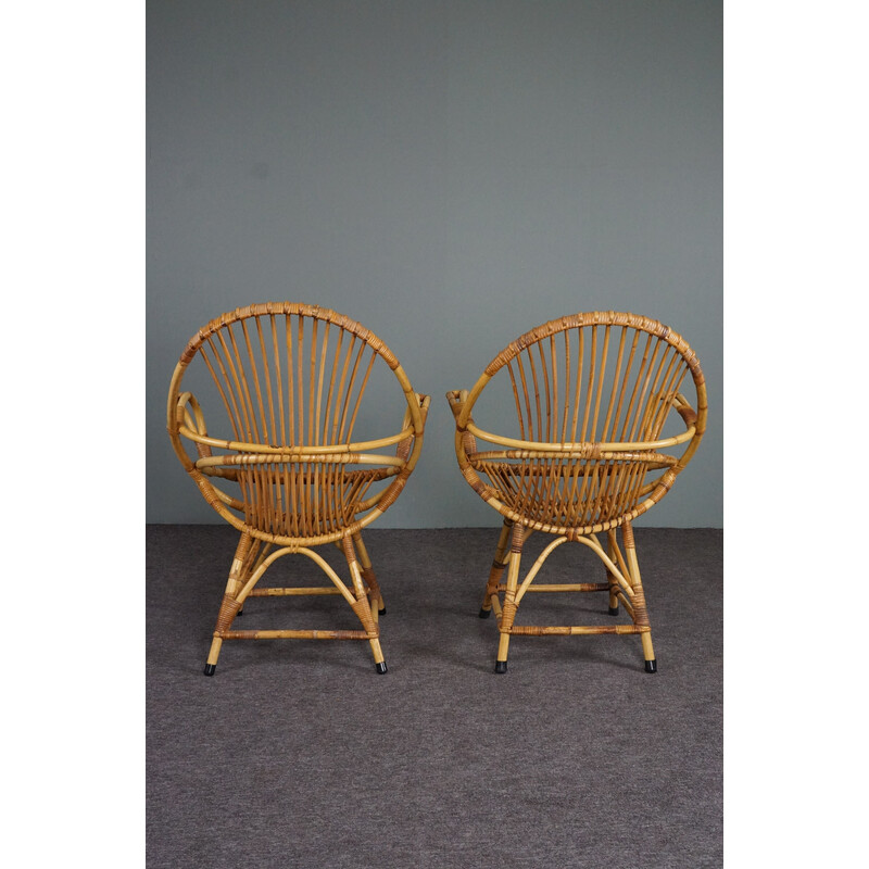 Paar Vintage-Rattan-Sessel, 1950er Jahre