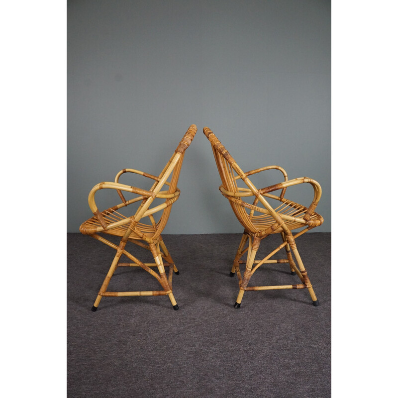 Pair of vintage rattan armchairs, 1950s