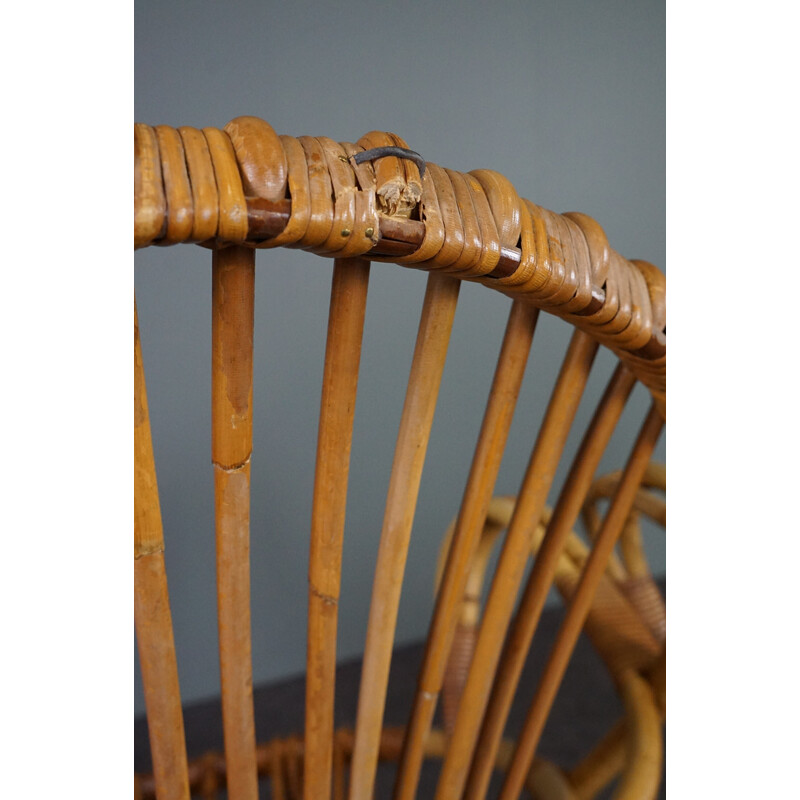 Pair of vintage rattan armchairs, 1950s