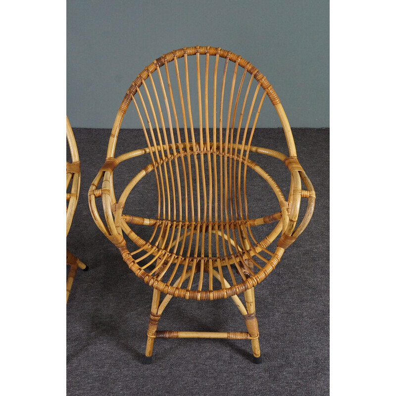 Pair of vintage rattan armchairs, 1950s