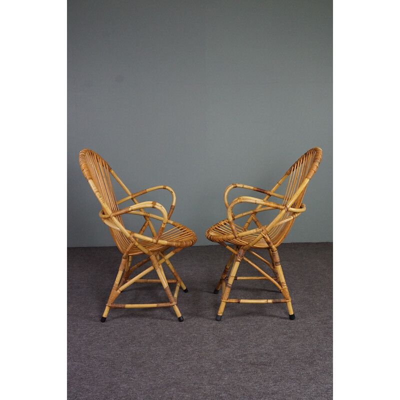 Pair of vintage rattan armchairs, 1950s