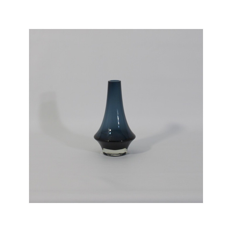 Vase bleue vintage par Erkkitapio Siiroinen pour Riihimäen Lasi, Finlande 1960