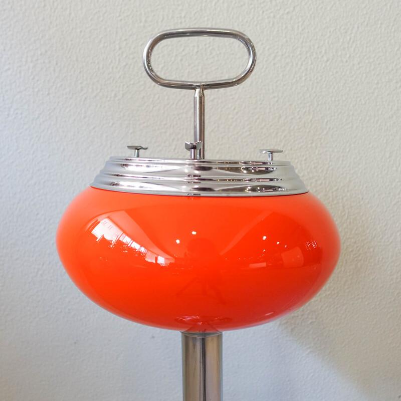 Lampadaire vintage en verre opalin, Portugal 1960