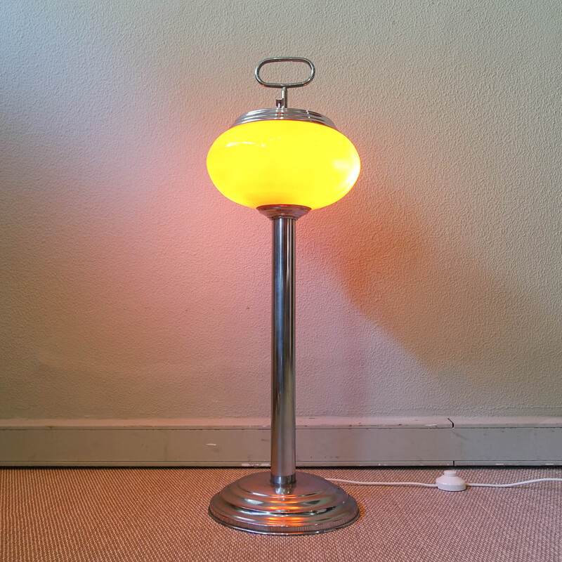 Vintage floor lamp in opaline glass, Portugal 1960s