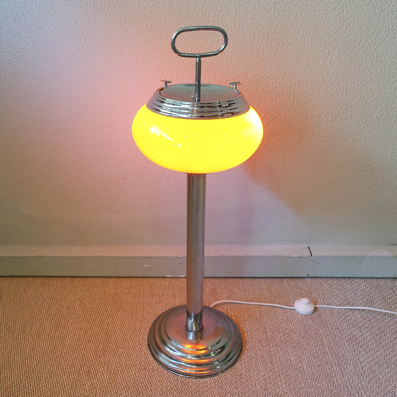 Vintage floor lamp in opaline glass, Portugal 1960s