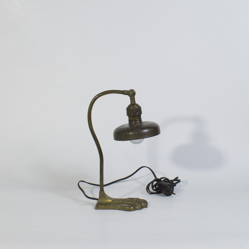 Lampe vintage art nouveau en bronze, 1920