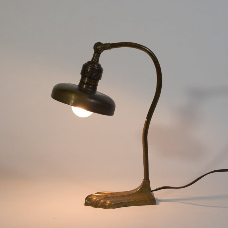 Vintage art nouveau bronzen lamp, 1920