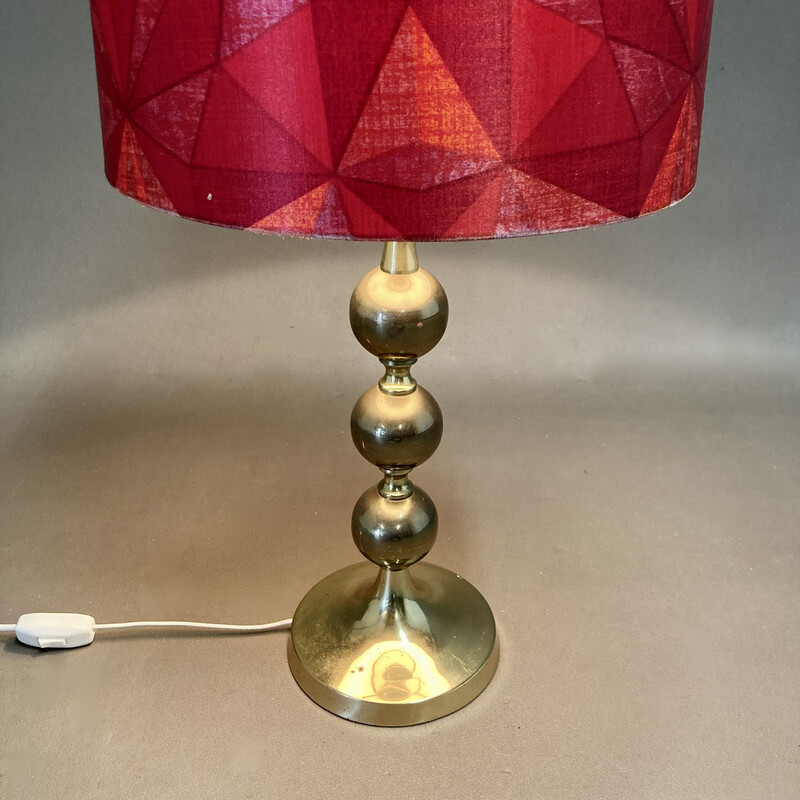 Pair of vintage Scandinavian metal and silk lamps, 1950s