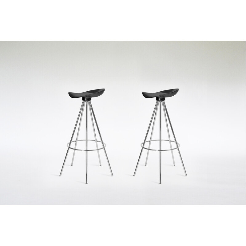 Pair of vintage bar stools in beech and chrome by Pepe Cortés for Amat, 1990s