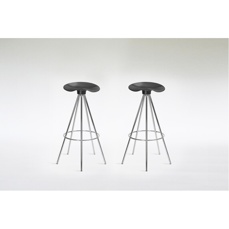 Pair of vintage bar stools in beech and chrome by Pepe Cortés for Amat, 1990s