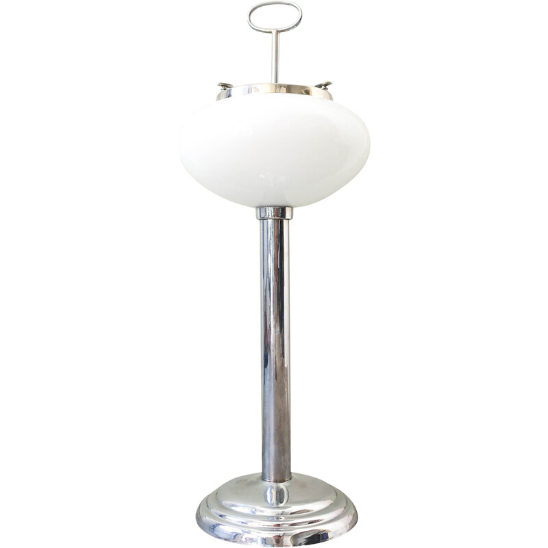 Vintage floor lamp in opaline glass, Portugal 1960s