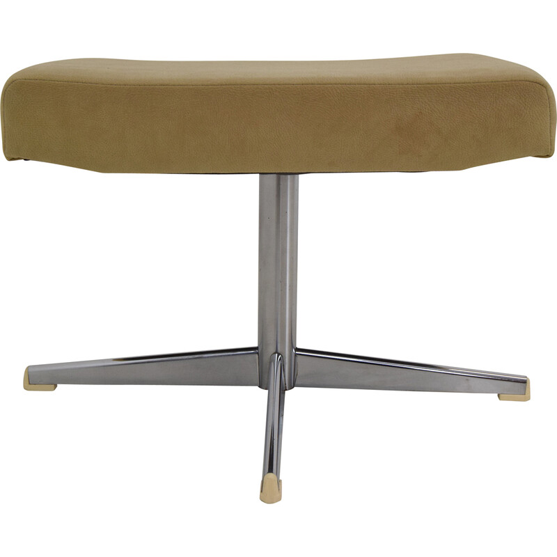 Vintage stool in fabric, metal and chrome, Czechoslovakia 1970s