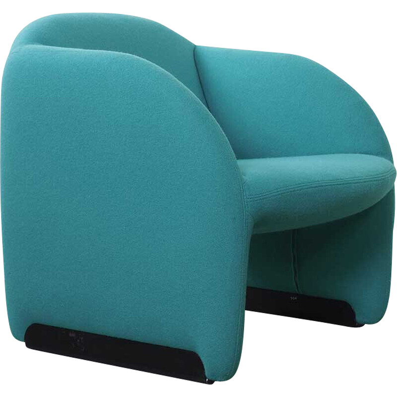 Vintage armchair in turquoise wool by Pierre Paulin for Artifort, France 1980s