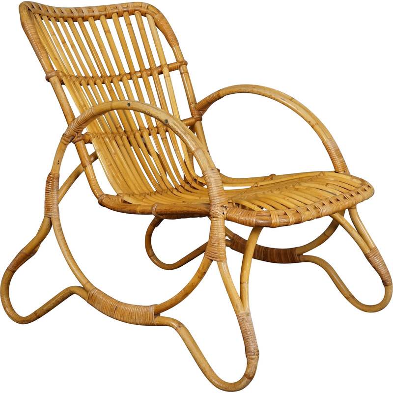 Poltrona vintage in rattan di Rohé Noordwolde, Paesi Bassi 1960