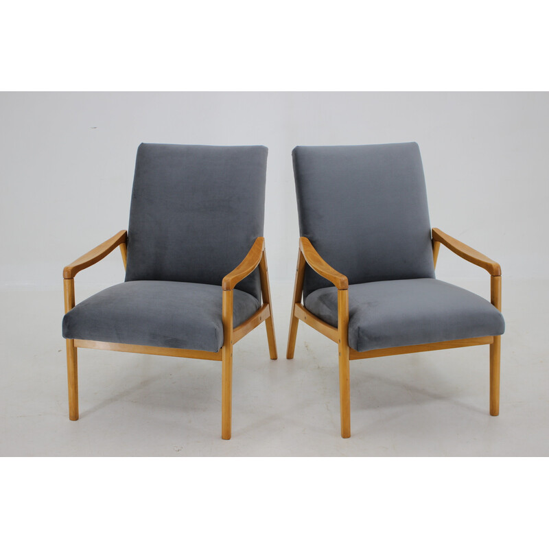Paar Vintage-Sessel aus Buchenholz, Tschechoslowakei 1970er Jahre