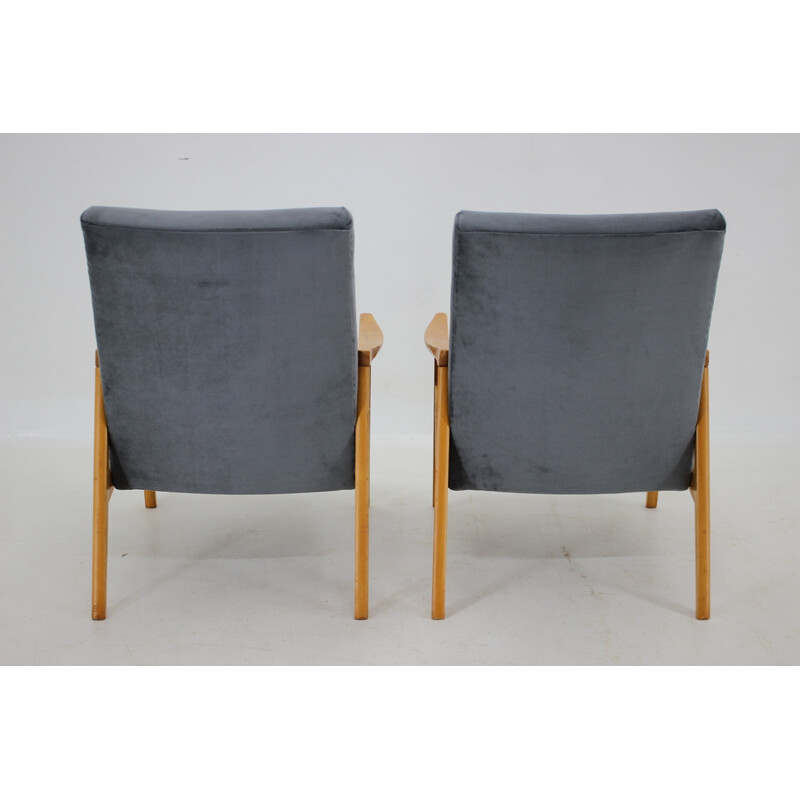 Pair of vintage beechwood armchairs ,Czechoslovakia 1970s