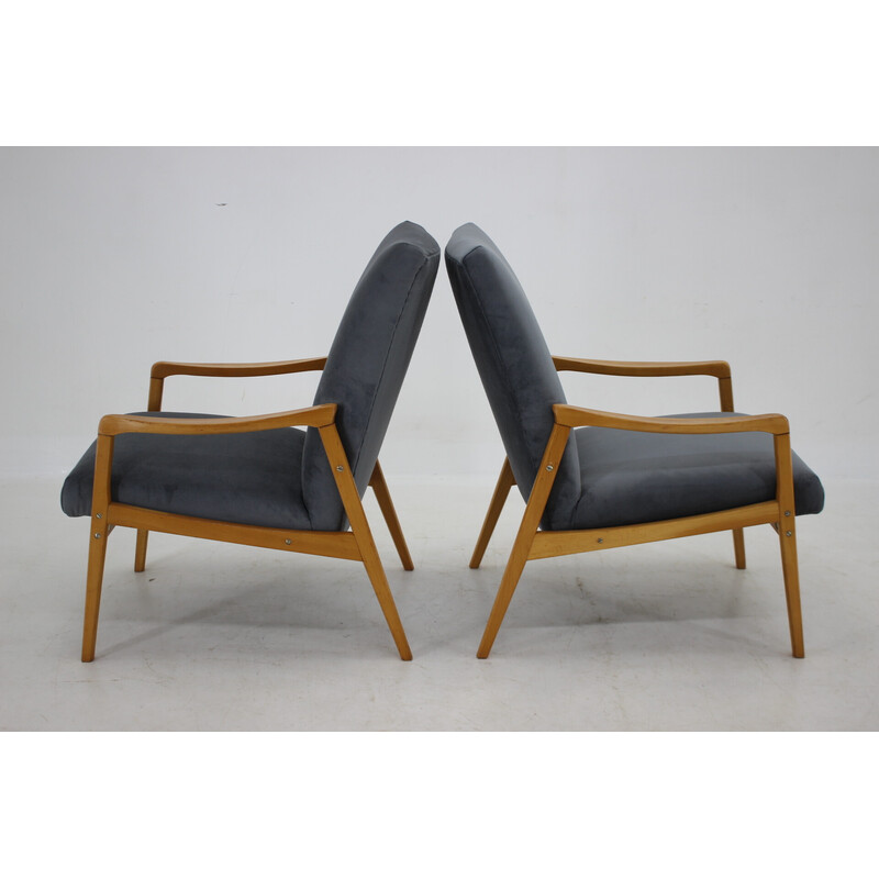 Pair of vintage beechwood armchairs ,Czechoslovakia 1970s