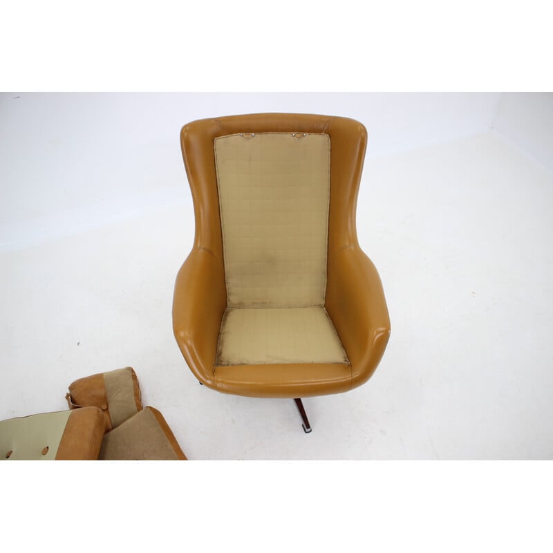 Sillón Vintage Peem de cuero ajustable, Finlandia años 70