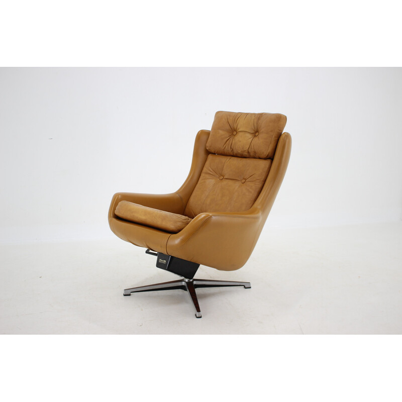 Vintage Peem leather adjustable armchair, Finland 1970s