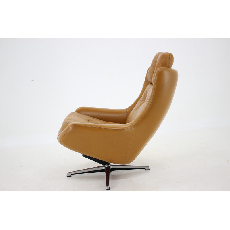 Fauteuil réglable vintage Peem en cuir, Finlande 1970