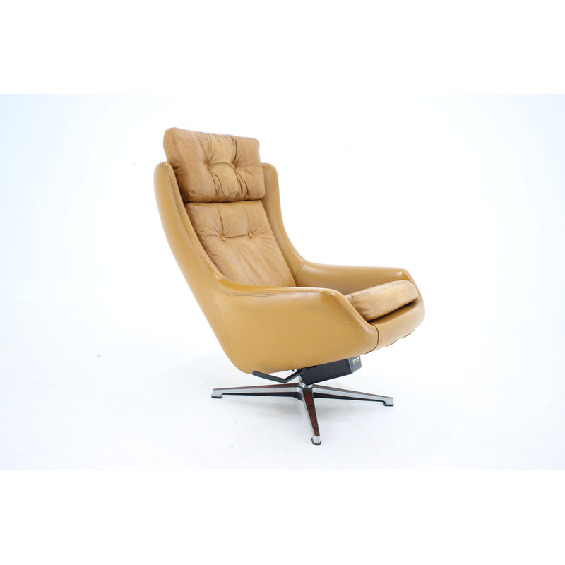 Sillón Vintage Peem de cuero ajustable, Finlandia años 70