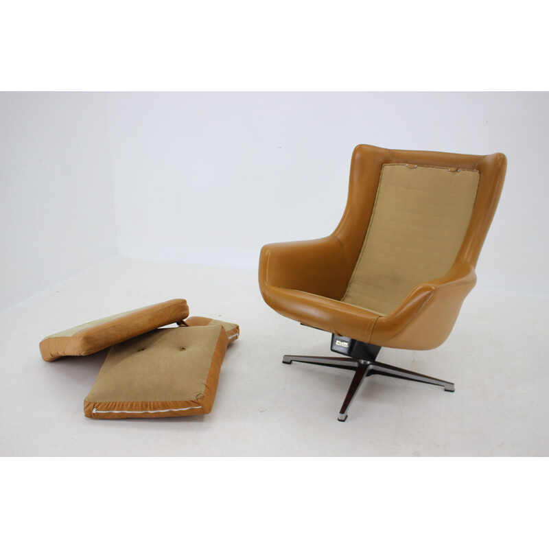 Cadeira de braços ajustável em couro Vintage Peem, Finlândia 1970s