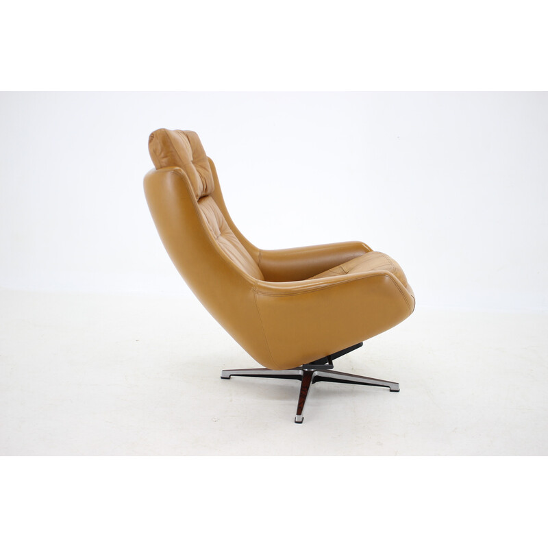 Sillón Vintage Peem de cuero ajustable, Finlandia años 70