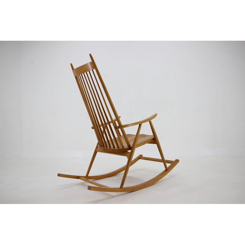 Chaise à bascule vintage en bois de hêtre par Varjosen Puunjalostus pour Uusikylä, Finlande 1960