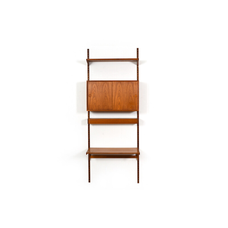 Sistema di scaffali a parete in teak vintage di Kai Kristiansen per Fm, 1960