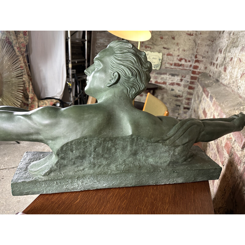 Vintage Art Deco escultura Atleta Meurice en yeso