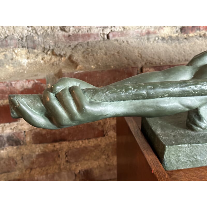 Vintage Art Deco Athlet Meurice Skulptur aus Gips