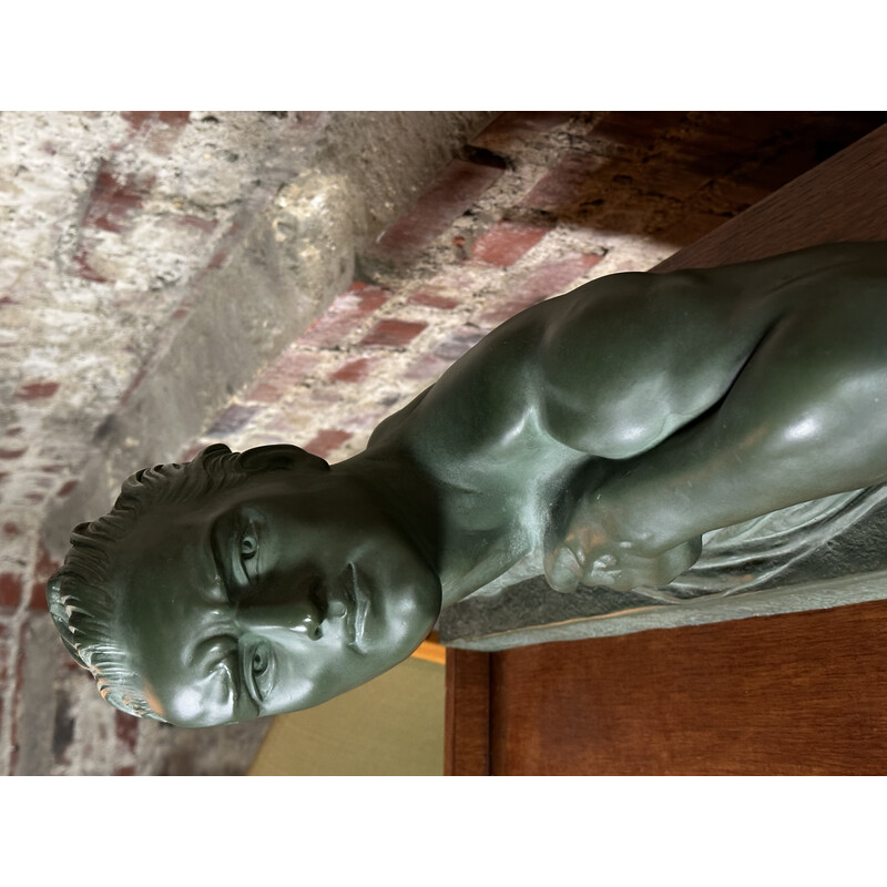 Vintage Art Deco sculptuur Atleet Meurice in gips