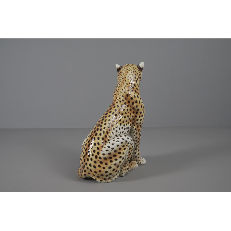 Statuetta italiana vintage di leopardo in ceramica, anni '60