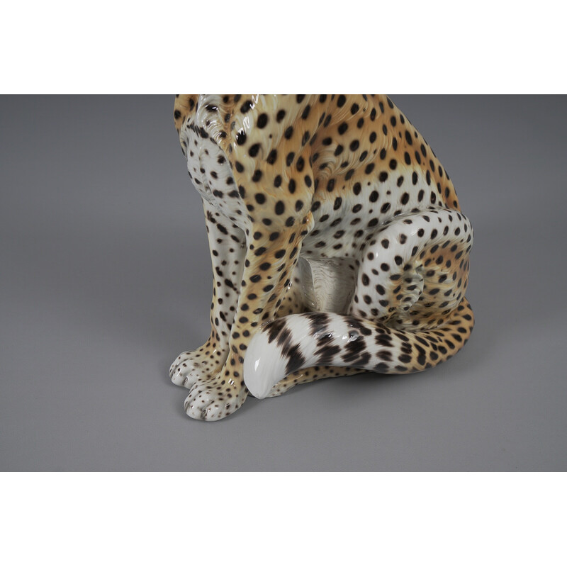 Italian vintage leopard figurine in ceramic, 1960s