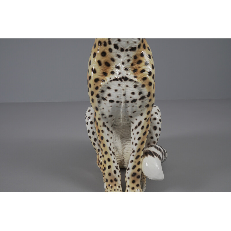 Figurilla vintage italiana de leopardo en cerámica, años 60