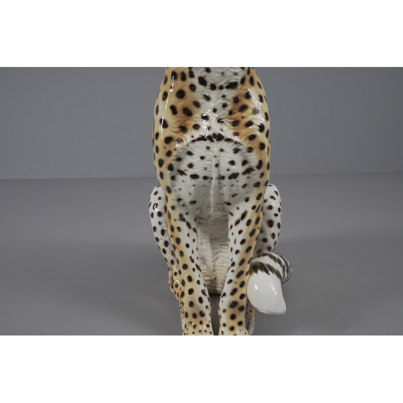 Italian vintage leopard figurine in ceramic, 1960s
