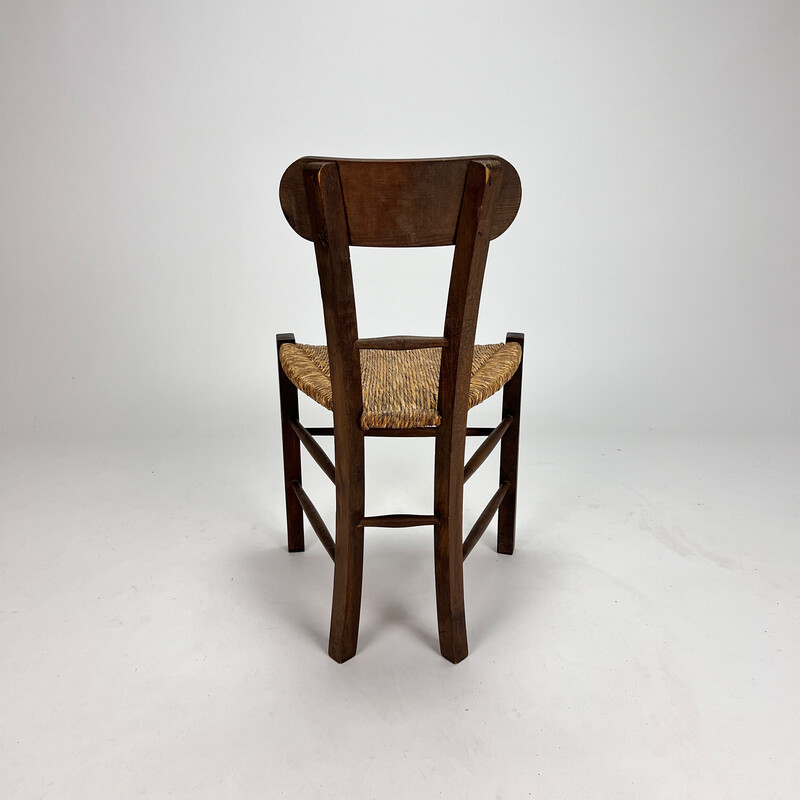 Vintage Dutch chair in oakwood and wicker, 1900s