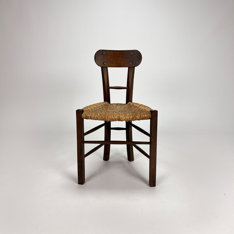 Cadeira Vintage holandesa em carvalho e vime, 1900s