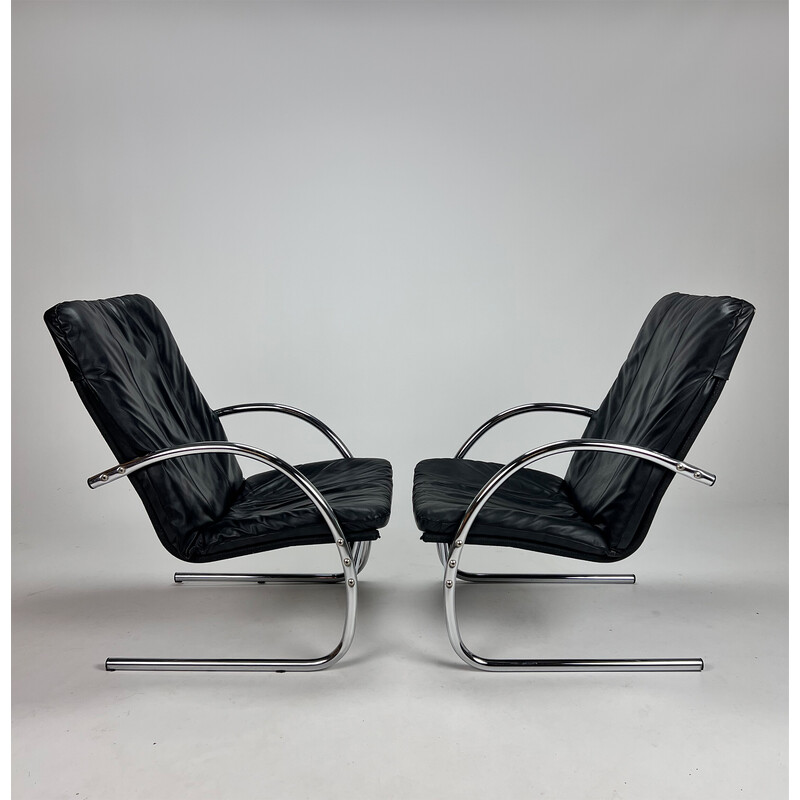 Vintage lederen lounge stoel, 1980