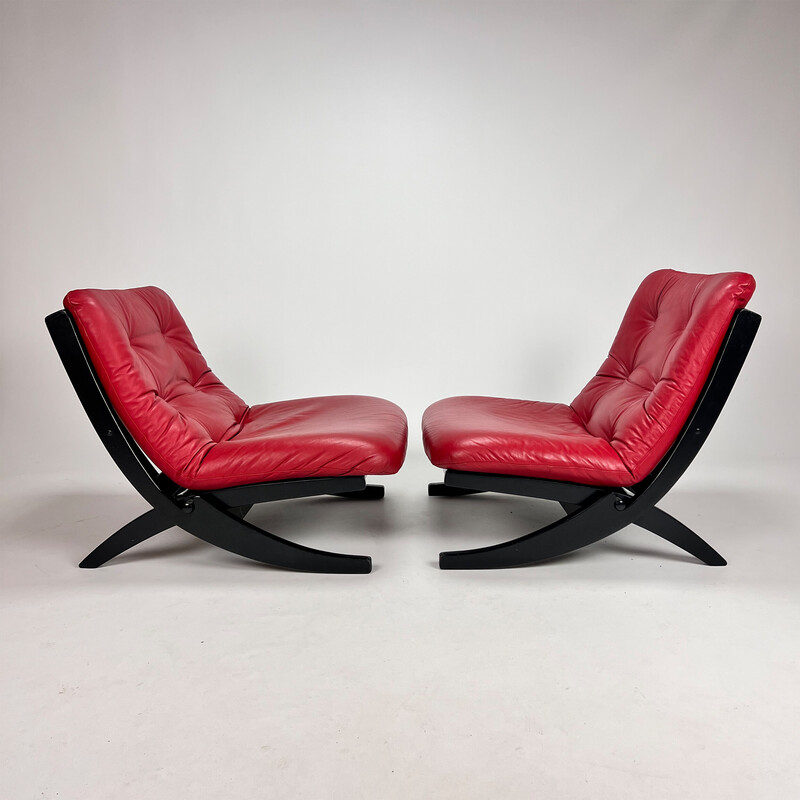 Vintage-Lounge-Sessel in Schwarz und Rot, 1970