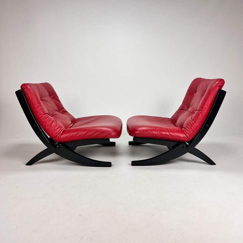 Vintage black and red lounge chair, 1970