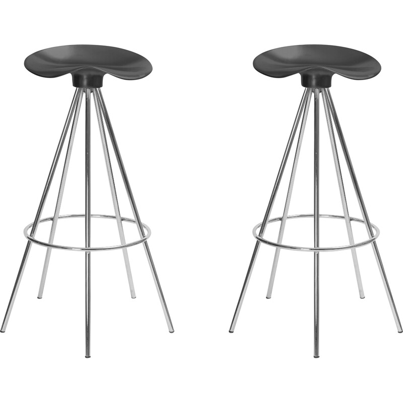 Pair of vintage bar stools in beech and chrome by Pepe Cortés for Amat, 1990s