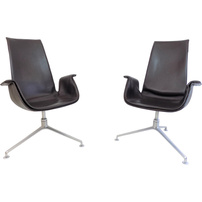 Paar alte Fk6725 Tulip-Sessel von Preben Fabricius und Jørgen Kastholm für W.Knoll